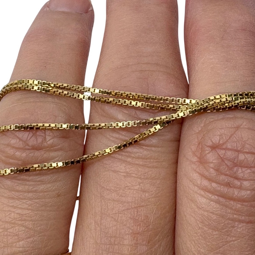 Italian Sterling Silver 925 Gold Vermeil Box Chain Necklace 21" Gold Tone